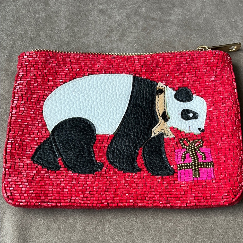 Chico's Red Beaded Panda Mini Bag